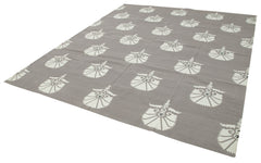 Geometric Duri Grey Geometric Cotton Wool Handmade Area Rug 8'2'' x 9'9''
