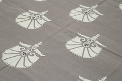 Geometric Duri Grey Geometric Cotton Wool Handmade Area Rug 8'2'' x 9'9''