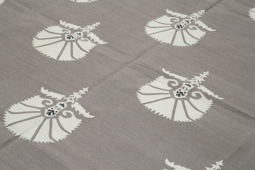 Geometric Duri Grey Geometric Cotton Wool Handmade Area Rug 8'2'' x 9'9''