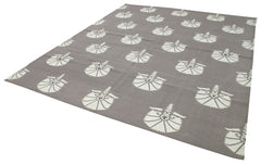Geometric Duri Grey Geometric Cotton Wool Handmade Area Rug 8'3'' x 9'9''