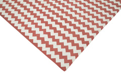 Geometric Duri Red Geometric Cotton Wool Handmade Area Rug 7'10'' x 9'10''