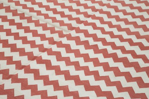 Geometric Duri Red Geometric Cotton Wool Handmade Area Rug 7'10'' x 9'10''