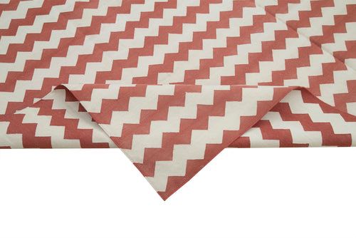 Geometric Duri Red Geometric Cotton Wool Handmade Area Rug 7'10'' x 9'10''