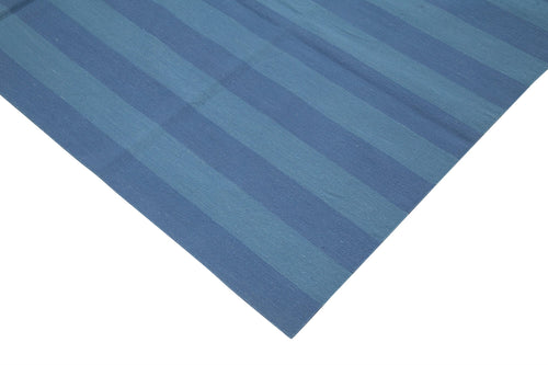 Geometric Duri Blue Geometric Cotton Wool Handmade Area Rug 7'11'' x 10'0''