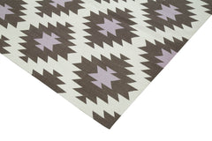 Geometric Duri Brown Geometric Cotton Wool Handmade Area Rug 8'1'' x 9'9''