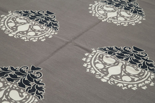 Geometric Duri Grey Geometric Cotton Wool Handmade Area Rug 8'0'' x 9'11''