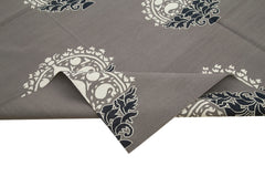 Geometric Duri Grey Geometric Cotton Wool Handmade Area Rug 8'0'' x 9'11''