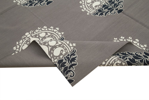 Geometric Duri Grey Geometric Cotton Wool Handmade Area Rug 8'0'' x 9'11''