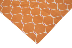 Geometric Duri Orange Geometric Cotton Wool Handmade Area Rug 8'1'' x 9'8''