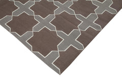 Geometric Duri Brown Geometric Cotton Wool Handmade Area Rug 8'0'' x 9'8''