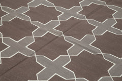 Geometric Duri Brown Geometric Cotton Wool Handmade Area Rug 8'0'' x 9'8''