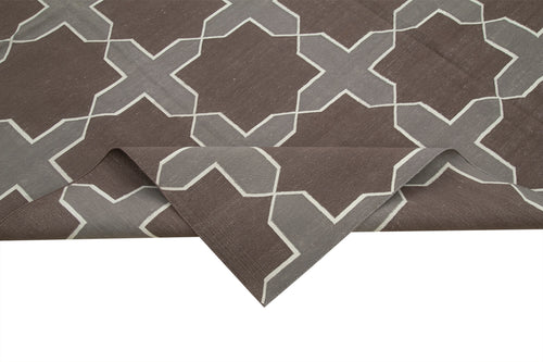 Geometric Duri Brown Geometric Cotton Wool Handmade Area Rug 8'0'' x 9'8''