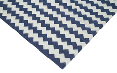 Geometric Duri Blue Geometric Cotton Wool Handmade Area Rug 7'10'' x 9'7''