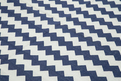 Geometric Duri Blue Geometric Cotton Wool Handmade Area Rug 7'10'' x 9'7''