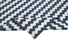 Geometric Duri Blue Geometric Cotton Wool Handmade Area Rug 7'10'' x 9'7''