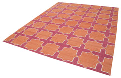 Geometric Duri Orange Geometric Cotton Wool Handmade Area Rug 8'0'' x 9'9''
