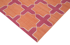 Geometric Duri Orange Geometric Cotton Wool Handmade Area Rug 8'0'' x 9'9''
