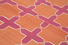 Geometric Duri Orange Geometric Cotton Wool Handmade Area Rug 8'0'' x 9'9''