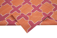 Geometric Duri Orange Geometric Cotton Wool Handmade Area Rug 8'0'' x 9'9''