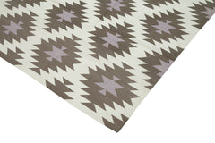 Geometric Duri Brown Geometric Cotton Wool Handmade Area Rug 7'11'' x 9'10''