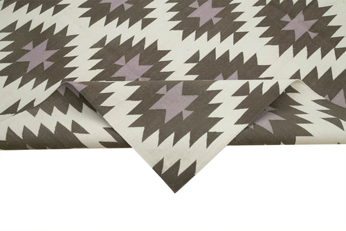 Geometric Duri Brown Geometric Cotton Wool Handmade Area Rug 7'11'' x 9'10''