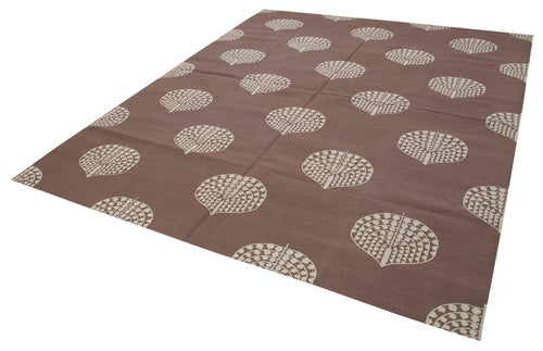 Geometric Duri Brown Geometric Cotton Wool Handmade Area Rug 8'0'' x 9'11''