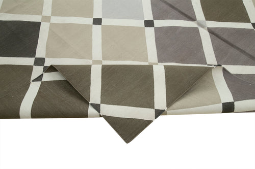 Geometric Duri Brown Geometric Cotton Wool Handmade Area Rug 7'10'' x 10'0''