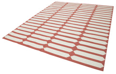 Geometric Duri Red Geometric Cotton Wool Handmade Area Rug 8'0'' x 9'10''