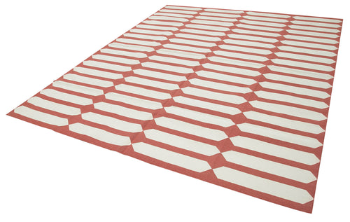 Geometric Duri Red Geometric Cotton Wool Handmade Area Rug 8'0'' x 9'10''