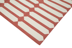Geometric Duri Red Geometric Cotton Wool Handmade Area Rug 8'0'' x 9'10''