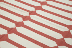 Geometric Duri Red Geometric Cotton Wool Handmade Area Rug 8'0'' x 9'10''