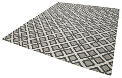 Geometric Duri Grey Geometric Cotton Wool Handmade Area Rug 8'1'' x 9'9''