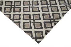 Geometric Duri Grey Geometric Cotton Wool Handmade Area Rug 8'1'' x 9'9''