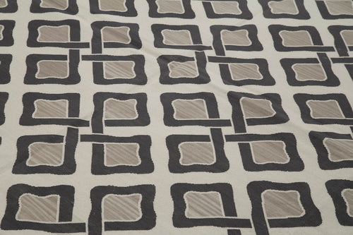 Geometric Duri Grey Geometric Cotton Wool Handmade Area Rug 8'1'' x 9'9''
