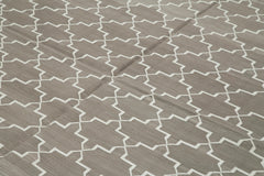 Geometric Duri Grey Geometric Cotton Wool Handmade Area Rug 8'2'' x 10'0''