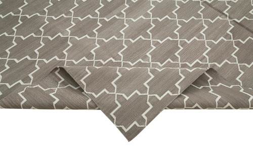 Geometric Duri Grey Geometric Cotton Wool Handmade Area Rug 8'2'' x 10'0''