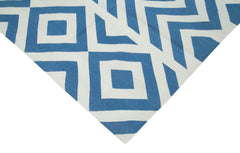 Geometric Duri Blue Geometric Cotton Wool Handmade Area Rug 7'11'' x 9'9''