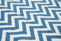 Geometric Duri Blue Geometric Cotton Wool Handmade Area Rug 7'11'' x 9'9''