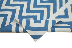 Geometric Duri Blue Geometric Cotton Wool Handmade Area Rug 7'11'' x 9'9''