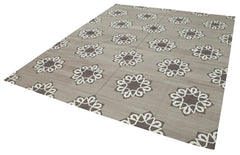 Geometric Duri Brown Geometric Cotton Wool Handmade Area Rug 7'10'' x 9'8''