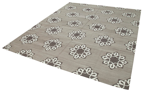 Geometric Duri Brown Geometric Cotton Wool Handmade Area Rug 7'10'' x 9'8''