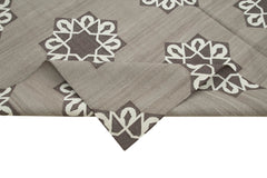Geometric Duri Brown Geometric Cotton Wool Handmade Area Rug 7'10'' x 9'8''
