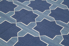 Geometric Duri Blue Geometric Cotton Wool Handmade Area Rug 8'2'' x 9'10''