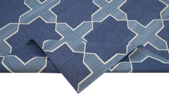 Geometric Duri Blue Geometric Cotton Wool Handmade Area Rug 8'2'' x 9'10''