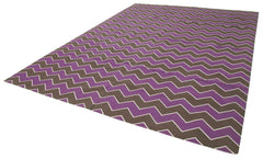 Geometric Duri Purple Geometric Cotton Wool Handmade Area Rug 8'10'' x 12'0''