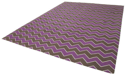 Geometric Duri Purple Geometric Cotton Wool Handmade Area Rug 8'10'' x 12'0''