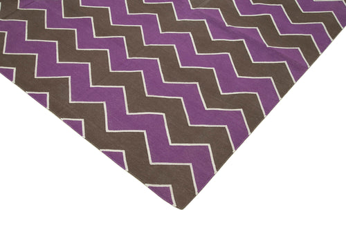 Geometric Duri Purple Geometric Cotton Wool Handmade Area Rug 8'10'' x 12'0''