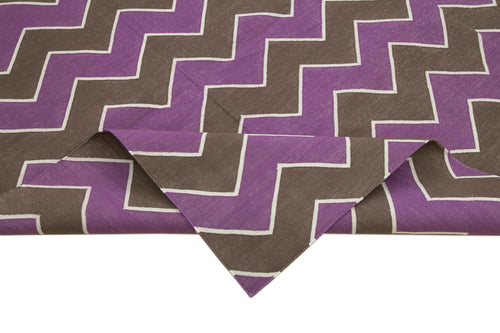 Geometric Duri Purple Geometric Cotton Wool Handmade Area Rug 8'10'' x 12'0''