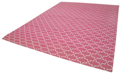 Geometric Duri Pink Geometric Cotton Wool Handmade Area Rug 9'1'' x 11'11''