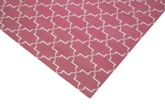 Geometric Duri Pink Geometric Cotton Wool Handmade Area Rug 9'1'' x 11'11''